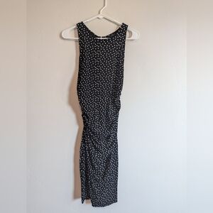 EUC Ann Taylor Black w/White Polka Dot Dress Rouched At Waisted